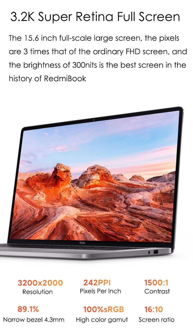 2021 Xiaomi RedmiBook Pro 15 Laptop 15.6 inch laptops Intel Core i5-11300H MX450 16G 512G Mi notebook 100% sRGB 3.2K FHD Screen