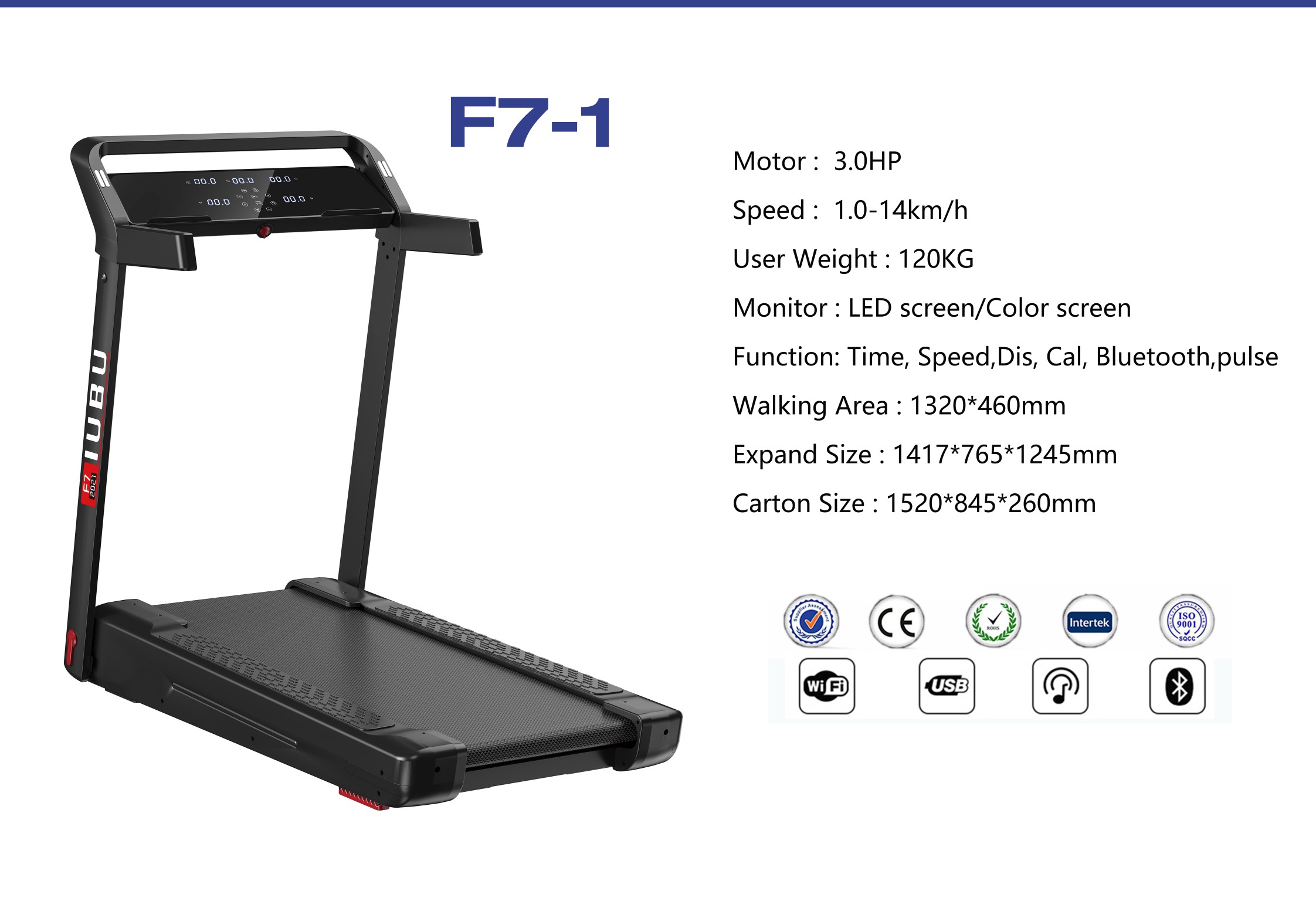 YPOO 52CM Large running belt electronic home tread