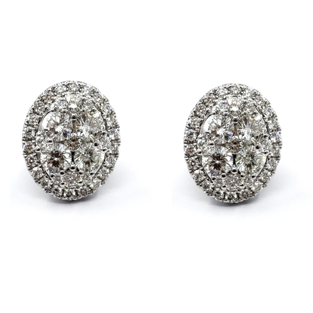 China Jewelry Factory In Fashion18k Solid Gold Fine Jewelry Statement Oval Cluster Stud Earrings Wit