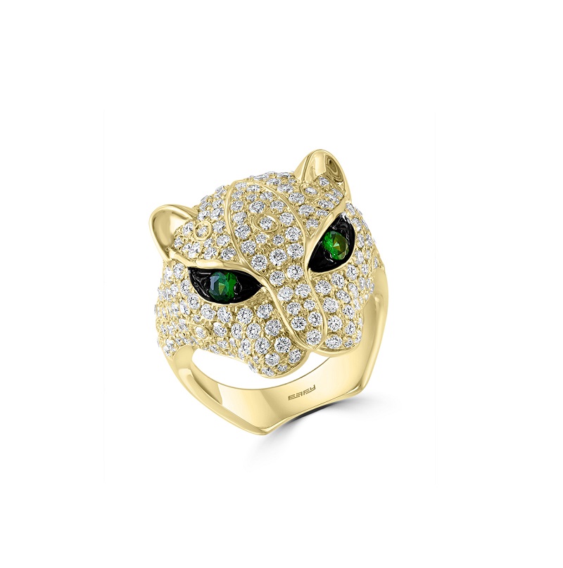 Timepieces, Jewelry,  EFFY 14K YELLOW GOLD DIAMOND,TSAVORITE RING