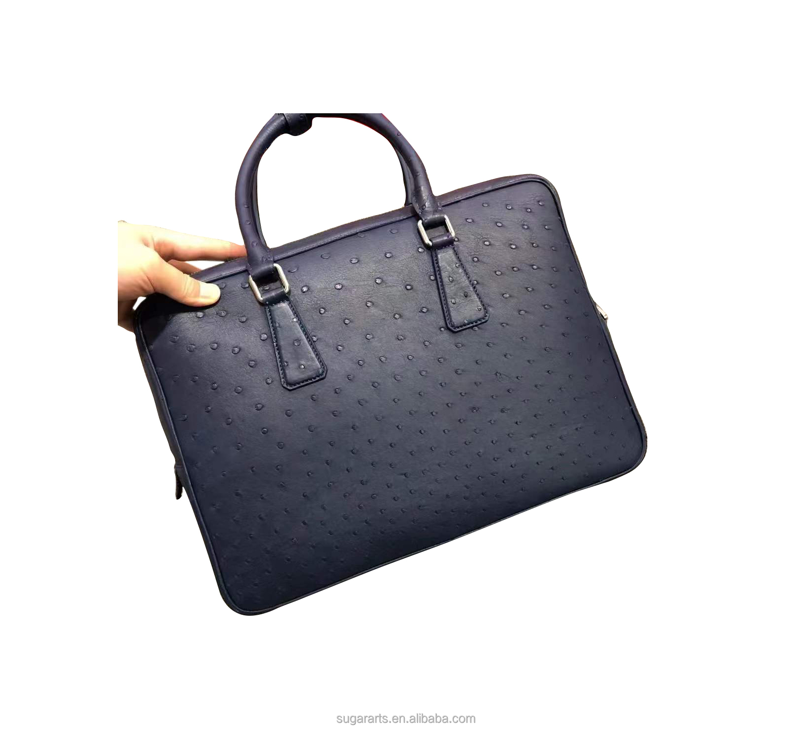 South Africa ostrich embossed leather Cowhide inner material bags key lock briefcase for men