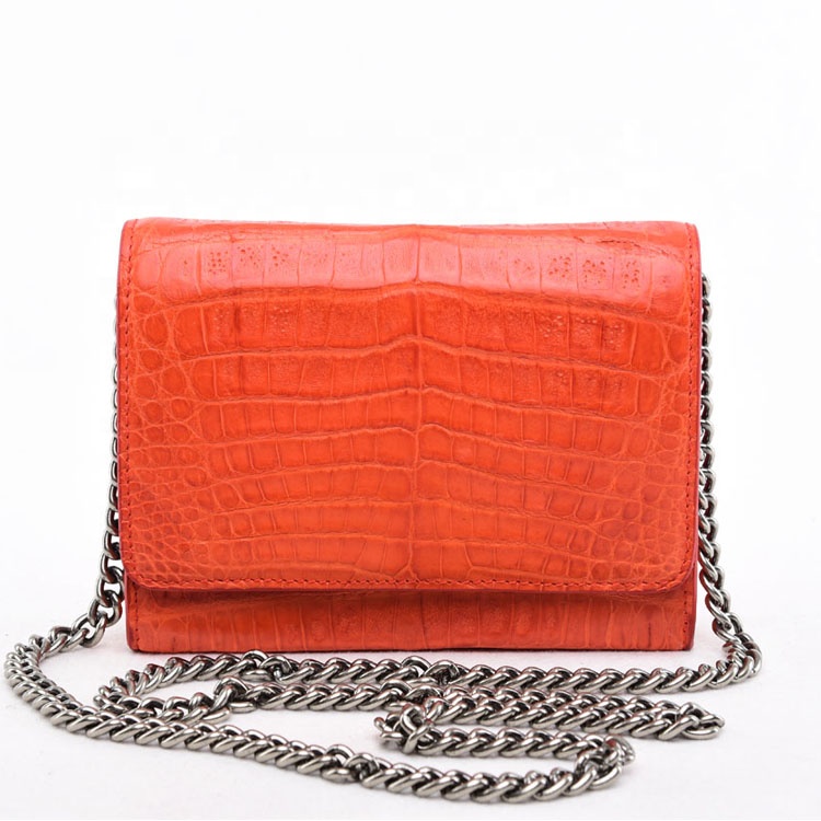 Simple style Crocodile mini chain  cross body  bags luxury real crocodile  leather  purse crocodile 