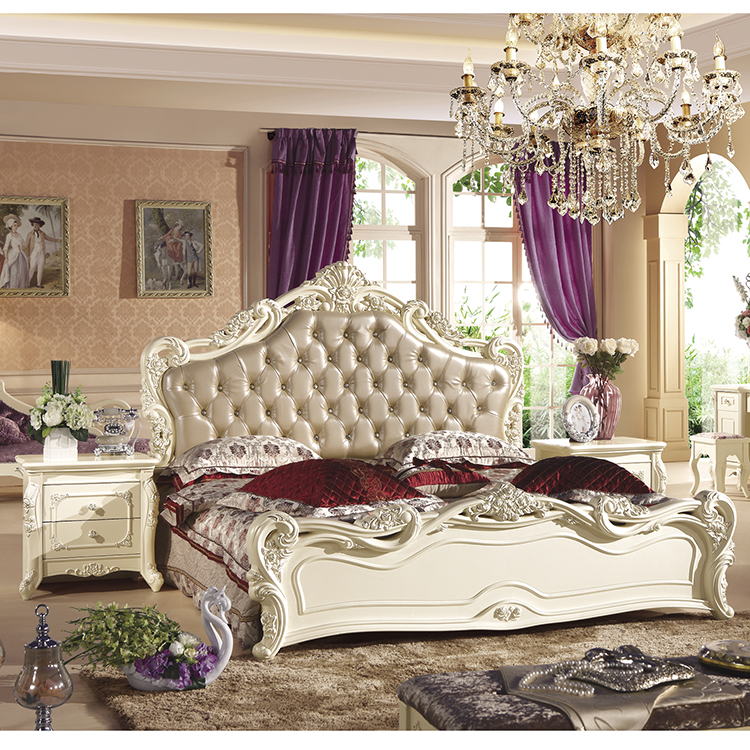 Top Quality Home Furniture / Carved Bed Room Set / Solid Wood Modern Design Bedroom Set