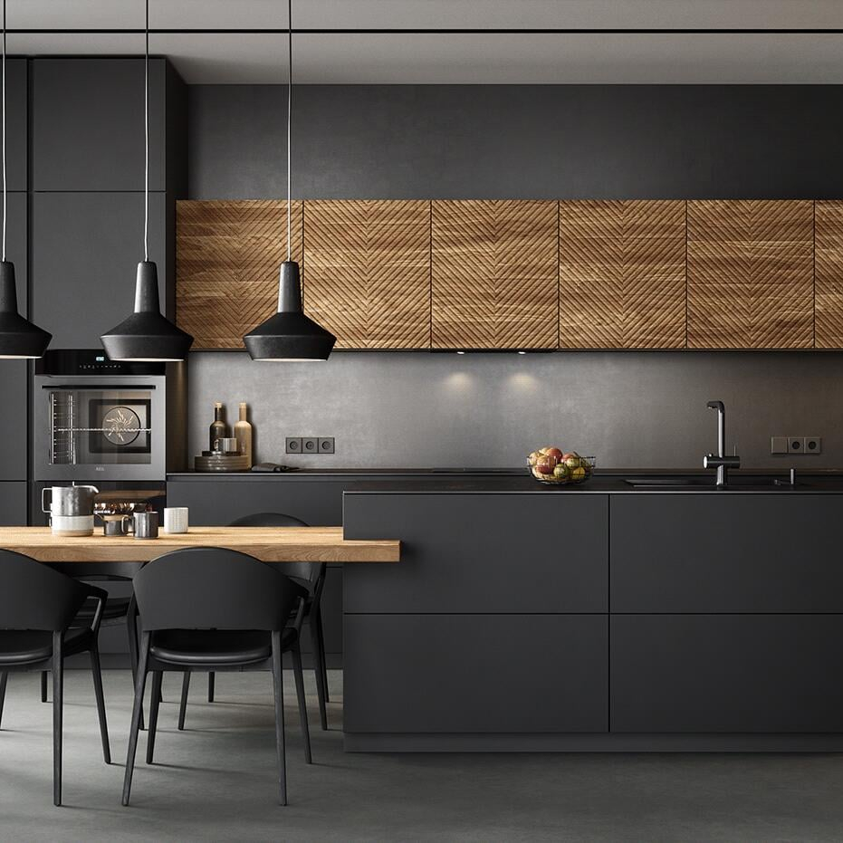 2021 Dorene Smart Black Modern Full Set Home Kitchen Designs Cabinets For Kitchen Modern Made in Chi